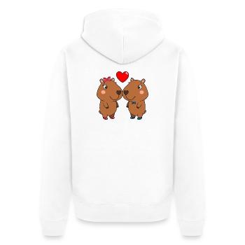Duo of cute animals with heart - Unisex Premium Organic Zip Hoodie - white - Back - Thijin (182cm)
