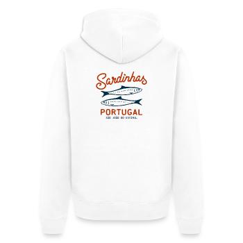 sardinen konserve sardinhas portugal - Unisex Premium Bio Zip Hoodie - Weiß - Hinten - Thijin (182cm)