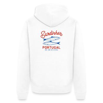sardinen konserve sardinhas portugal - Unisex Premium Bio Zip Hoodie - Weiß - Hinten - Thijin (182cm)