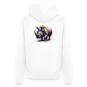 Rhinoceros - Unisex Premium Organic Zip Hoodie - white - Back - Thijin (182cm)