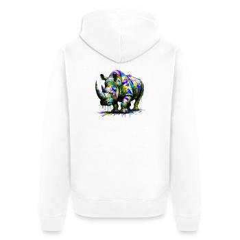 Rhinoceros - Unisex Premium Organic Zip Hoodie - white - Back - Thijin (182cm)