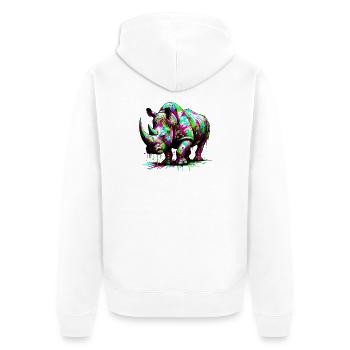 Rhinoceros - Unisex Premium Organic Zip Hoodie - white - Back - Thijin (182cm)