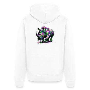 Rhinoceros - Unisex Premium Organic Zip Hoodie - white - Back - Thijin (182cm)