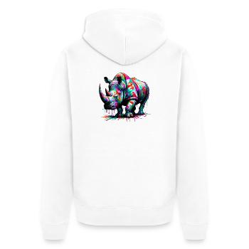 Rhinoceros - Unisex Premium Organic Zip Hoodie - white - Back - Thijin (182cm)
