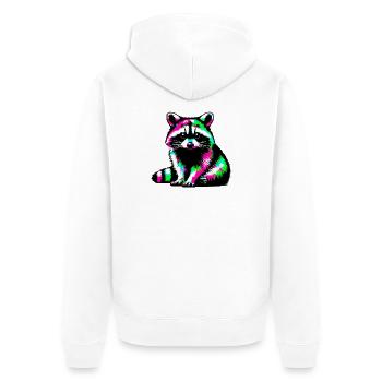 Waschbär - Unisex Premium Bio Zip Hoodie - Weiß - Hinten - Thijin (182cm)
