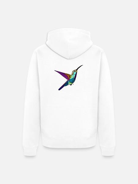 Kolibri farbig - Unisex Premium Bio Zip Hoodie - Weiß