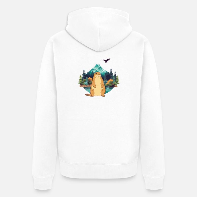 Murmeltier - Unisex Premium Bio Zip Hoodie - Weiß