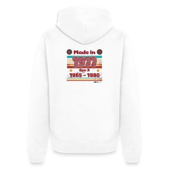 Hommage au 100e anniversaire de la génération X - Veste à capuche bio Premium Unisexe - blanc - Dos - Thijin (182cm)