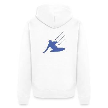 Kitesurfer Silhouette Sea Waves Adventure - Unisex Premium Organic Zip Hoodie - white - Back - Thijin (182cm)