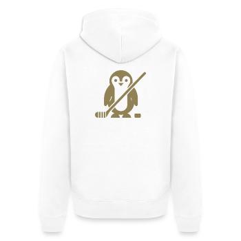Minimalistischer Pinguin Eishockey Silhouette  - Unisex Premium Bio Zip Hoodie - Weiß - Hinten - Thijin (182cm)