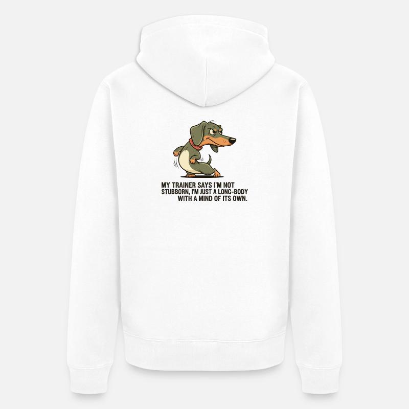 Langkörper mit eigenem Kopf - Unisex Premium Bio Zip Hoodie - Weiß