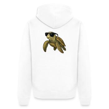 Cool Schildkröte mit Sonnenbrille - Unisex Premium Bio Zip Hoodie - Weiß - Hinten - Thijin (182cm)