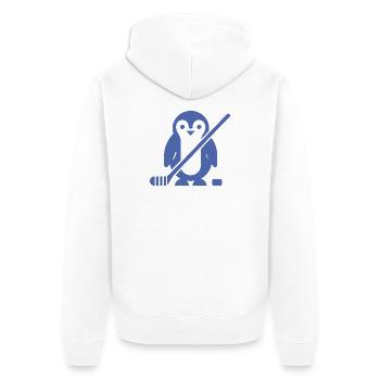 Minimalistischer Pinguin Eishockey Silhouette - Unisex Premium Bio Zip Hoodie - Weiß - Hinten - Thijin (182cm)