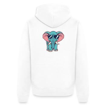 Elephant - Unisex Premium Organic Zip Hoodie - white - Back - Thijin (182cm)