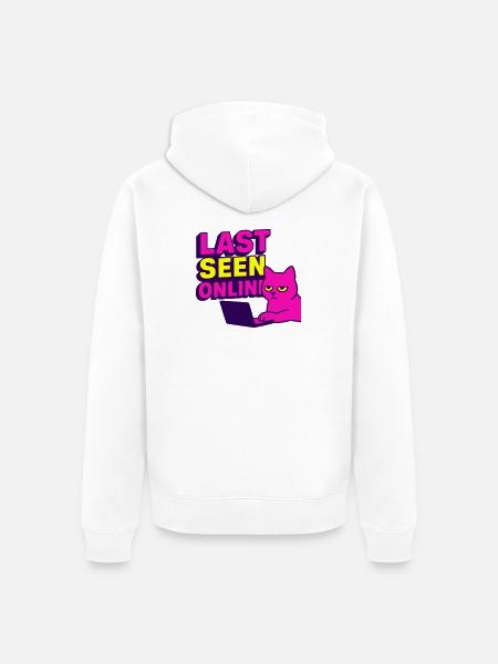 Sidst set online: Meme-design med irriteret kat - Premium økologisk unisex-hættejakke - hvid