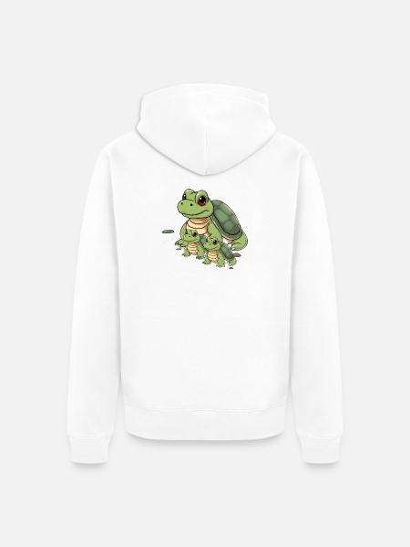 Charming Turtle Family Illustration - Unisex Premium Organic Zip Hoodie - white