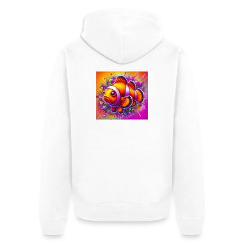Clownfisch - Unisex Premium Bio Zip Hoodie - Weiß - Hinten - Thijin (182cm)