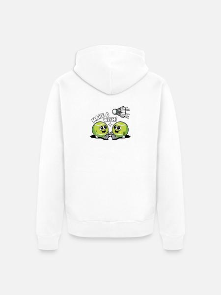 Tennisball Comic – Make a Wish Gag - Unisex Premium Organic Zip Hoodie - white