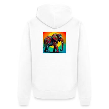 Elefant - Unisex Premium Bio Zip Hoodie - Weiß - Hinten - Thijin (182cm)