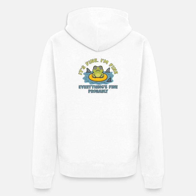 Humorous frog on swollen root - Unisex Premium Organic Zip Hoodie - white