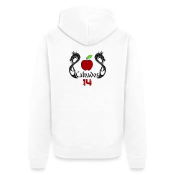 Calvados 14 - Unisex Premium Bio Zip Hoodie - Weiß - Hinten - Thijin (182cm)