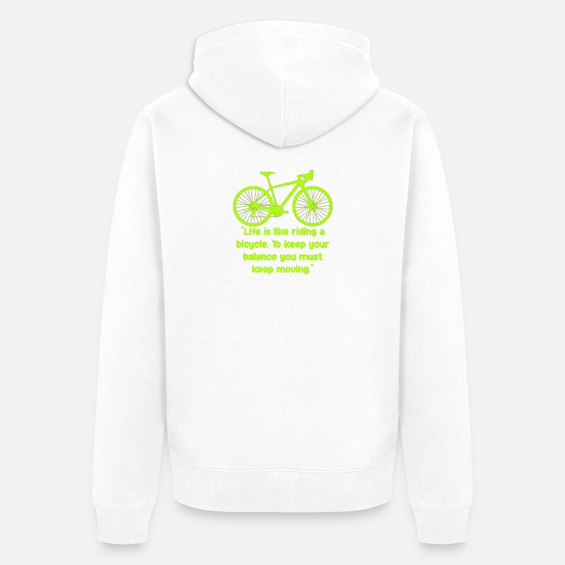 Équilibre du vélo Texte néon - Veste à capuche bio Premium Unisexe - blanc