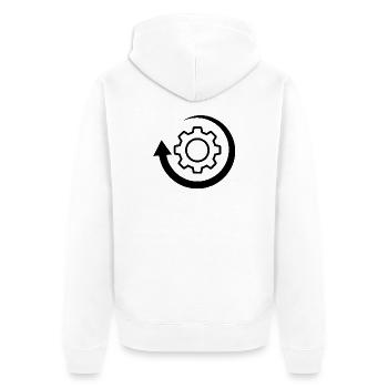 Rotation Wheel Logo Image - Unisex Premium Organic Zip Hoodie - white - Back - Thijin (182cm)