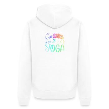 Fille qui aime yoga en aquarelle pastel - Veste à capuche bio Premium Unisexe - blanc - Dos - Thijin (182cm)