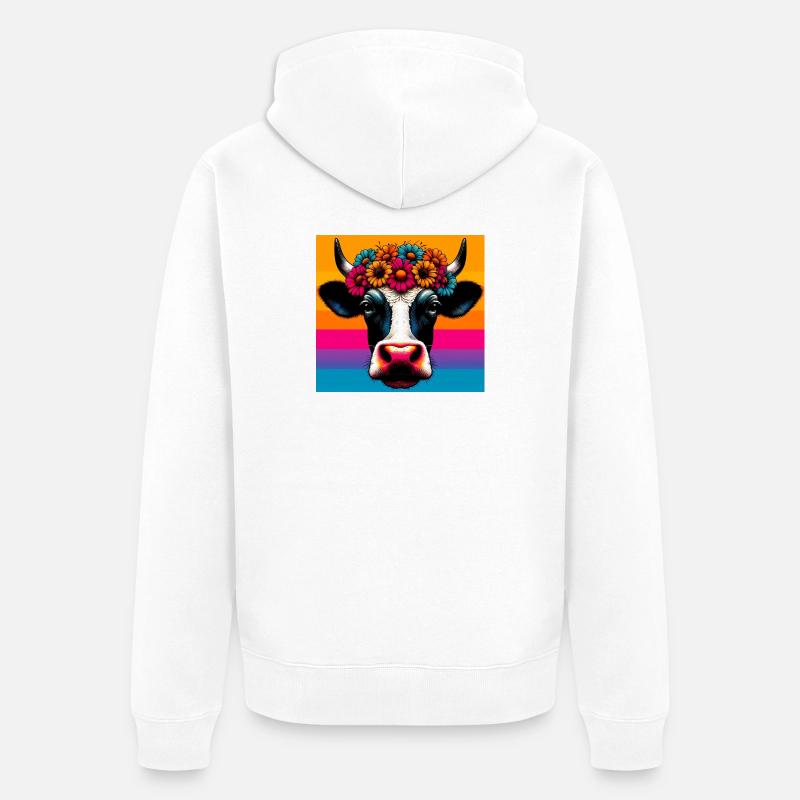 cow - Unisex Premium Organic Zip Hoodie - white
