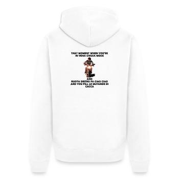 Moto Rider Dunkles Lachen - Unisex Premium Bio Zip Hoodie - Weiß - Hinten - Thijin (182cm)