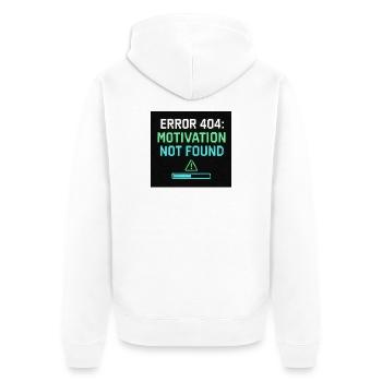 Error 404: Motivation Not Found  - Unisex Premium Bio Zip Hoodie - Weiß - Hinten - Thijin (182cm)