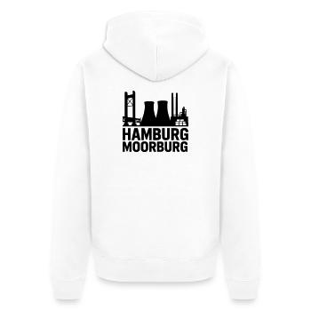 Moorburg Hamburg - Unisex Premium Bio Zip Hoodie - Weiß - Hinten - Thijin (182cm)
