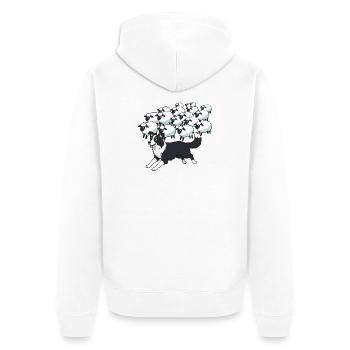 Border Collie and Clouds Sheep - Unisex Premium Organic Zip Hoodie - white - Back - Thijin (182cm)