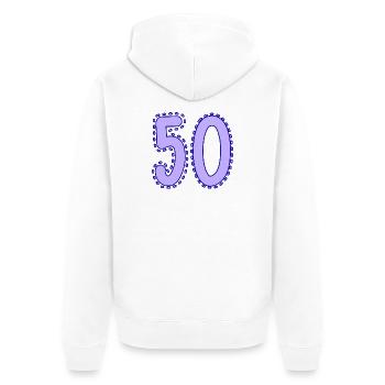 50. 50 YEARS. 50th ANNIVERSARY. 50 YEARS ANNIVERSARY. - Unisex Premium Organic Zip Hoodie - white - Back - Thijin (182cm)