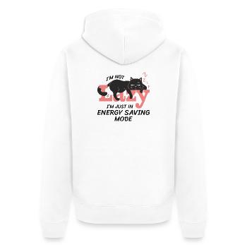 Ich bin nicht faul, ich bin einfach im Energiesparmodus, sondern im Energiesparmodus - Unisex Premium Bio Zip Hoodie - Weiß - Hinten - Thijin (182cm)