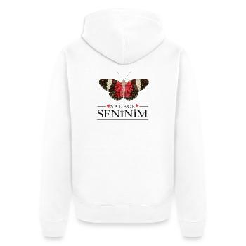Creative Butterfly Design – Sadece Seninim - Unisex Premium Organic Zip Hoodie - white - Back - Thijin (182cm)