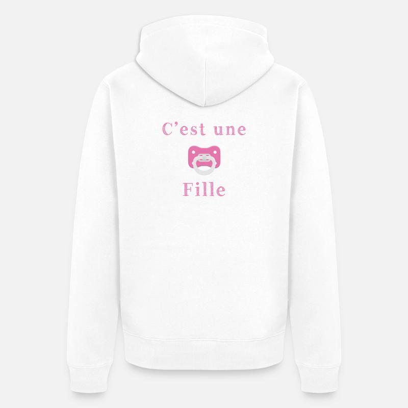 Geburt - es ist ein Mädchen - Unisex Premium Bio Zip Hoodie - Weiß