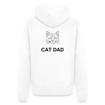 Cat Dad Minimalist Cat Line Art Gift - Unisex Premium Organic Zip Hoodie - white - Back - Thijin (182cm)