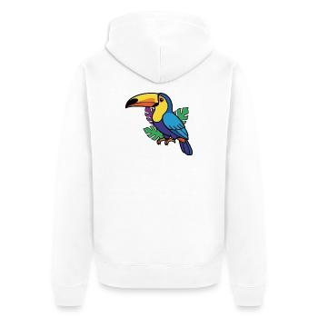 Bunter tropischer Tukan - Unisex Premium Bio Zip Hoodie - Weiß - Hinten - Thijin (182cm)