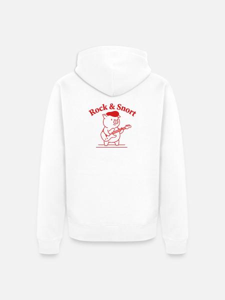 Rock & Snort Pig Guitar - Unisex Premium Organic Zip Hoodie - white