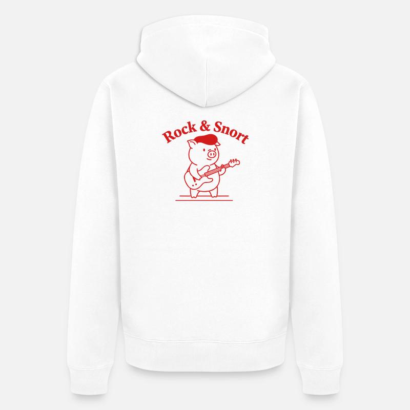Rock & Snort Pig Guitare - Veste à capuche bio Premium Unisexe - blanc