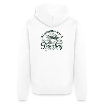 Le plan de retraite voyage - Veste à capuche bio Premium Unisexe - blanc - Dos - Thijin (182cm)