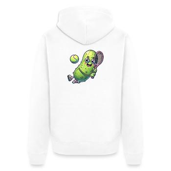 Lustige Gurke Spielt Tennis Kawaii - Unisex Premium Bio Zip Hoodie - Weiß - Hinten - Thijin (182cm)