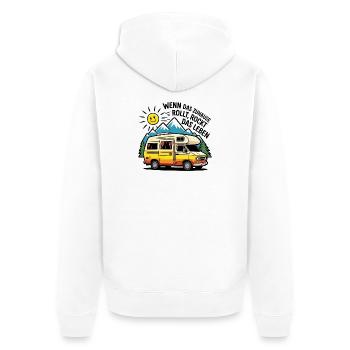 Wohnmobil Spruch – Das Leben rockt Camping Humor - Unisex Premium Bio Zip Hoodie - Weiß - Hinten - Thijin (182cm)