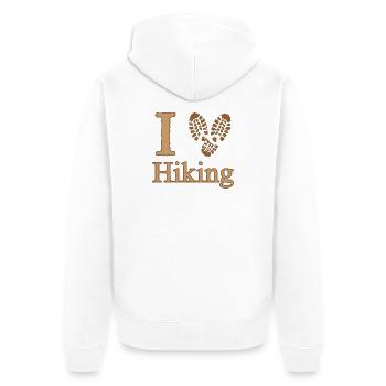 I Herz Wandern Camping Natur Wandern - Unisex Premium Bio Zip Hoodie - Weiß - Hinten - Thijin (182cm)