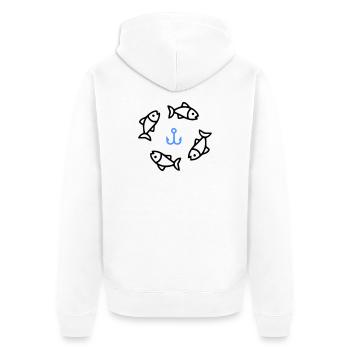 Pêche et pêche | Petri Heil Hobby Logo - Veste à capuche bio Premium Unisexe - blanc - Dos - Thijin (182cm)