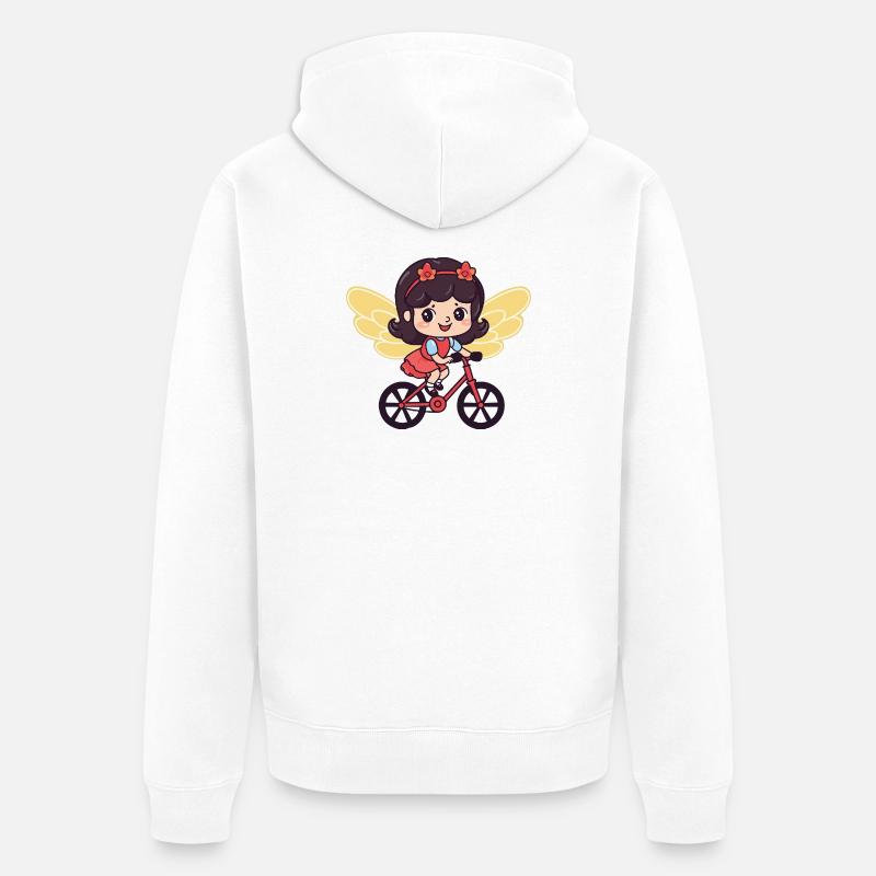 Fée mignon vélo bande dessinée - Veste à capuche bio Premium Unisexe - blanc