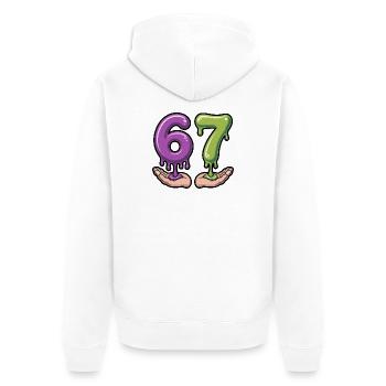 67 - Funny Brainrot T-Shirt - Unisex Premium Organic Zip Hoodie - white - Back - Thijin (182cm)