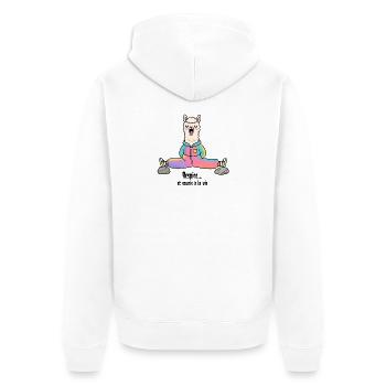 Lama Arcenciel en position zen yoga - Veste à capuche bio Premium Unisexe - blanc - Dos - Thijin (182cm)