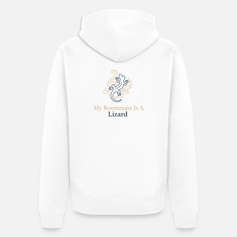 Mein Mitbewohner ist eine Echse - Unisex Premium Bio Zip Hoodie - Weiß